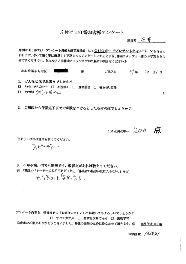 日光市・30代男性/匿名希望
